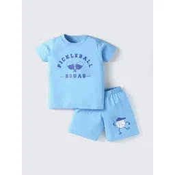 Nite Flite Kids Turquoise Cotton Printed Top and Shorts-picture-33