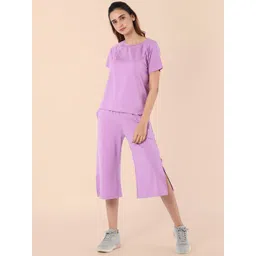 Nite Flite Women Lavender Solid Culotte Set-picture-24