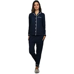 nite flite Women Picasso Blue 100% Cotton Nightwear | Top and Pyjama Set-picture-12