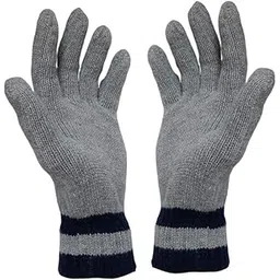 niue Women's Winter Warm Woollen Knitted Strip Hand Gloves (Free Size)-(Light Grey)-picture-31