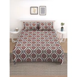 Nivasam Brown & White Geometric Printed 200 TC Double King Bedsheet Set-2.54 m X 2.28 m-picture-33