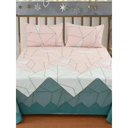 Nivasam Peach & White Abstract Cotton 400 TC King Bedsheet with 2 Pillow Covers-picture-41