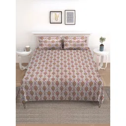 Nivasam Red & White Ethnic Motifs Printed 200 TC Double King Bedsheet Set-2.54 m X 2.28 m-picture-30