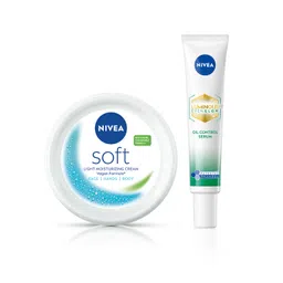Nivea Set of Luminous Even Glow Oil Control Serum 40ml & Soft Moisturizing Cream 300ml-picture-28