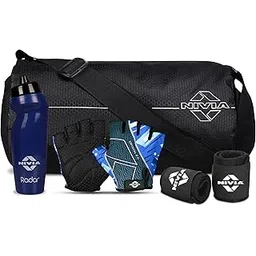 nivia Basic Gym Combo for Men & Women, Polyester Gym Bag (11 litres), Gym Gloves (Size-L), 625 ml Water Sipper and Wrist Band (Free Size), Pack of 4-picture-24