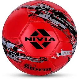 Nivia Snow Storm Machine Stitched Football, Size 5 (Red)-image-46