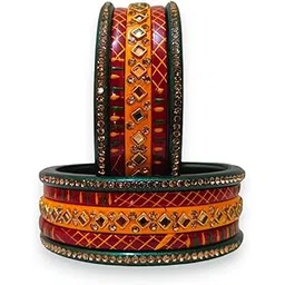 nivrica Traditional Rajasthani Beautiful Multicolor Lac Lakh Bangle Set For Women and Girls | Jaipuri Chudi Set | Red Yellow Green Bangles Bracelets |Set of 10-picture-55