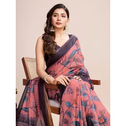 NIWAA Floral Zari Pure Linen Designer Saree-picture-16