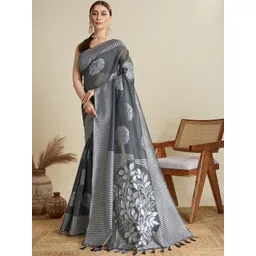 NIWAA Floral Zari Silk Blend Saree image 2