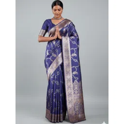 NIWAA Woven Design Zari Silk Blend Handloom Banarasi Saree-picture-24