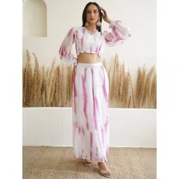 Niyaksha Woman Tie-dye V-Neck Top With Palazzos-picture-29