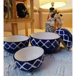niyara Blue Ceramic Handmade (Set of 4 ) Serving Bowls-picture-17