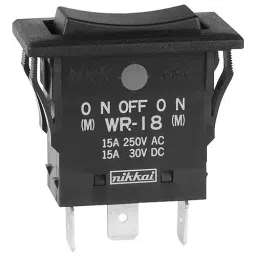 NKK SWITCHES SWITCH, ROCKER, SPDT, 15A, 250VAC, BLACK, WR18AF-picture-12
