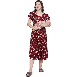 nkness Kaif Relax WEAR Women's Maternity Feeding Nightdress with Zip | Soft Cotton Lounge & Sleepwear for Pregnant & Nursing Women-picture-12