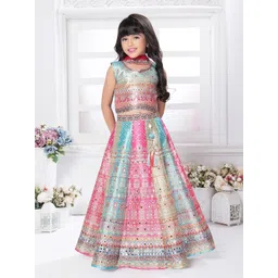 NKV Girls Printed Sequinned Ready to Wear Lehenga & Blouse With Dupatta-picture-40