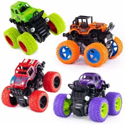 nkz 4pc 4WD Mini Monster Trucks Friction Powered Cars for Kids Big Rubber Tires Baby Boys Super Cars Blaze Truck Children Gift Toys Mini Rock Crawler (Set of 4)-picture-20