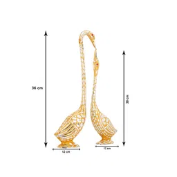 NM Gold-Toned 2 Pieces Kissing Duck Aluminium Showpieces image 3