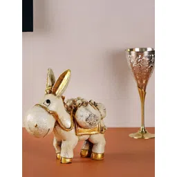NM White & Gold-Toned Donkey Figurine Showpiece-picture-12