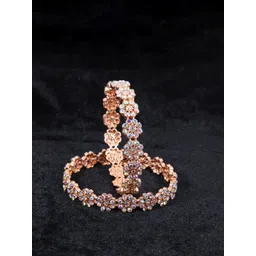 NMII Set of 2 Rose Gold-Plated & CZ Studded Enameled Kada Bangles-picture-14