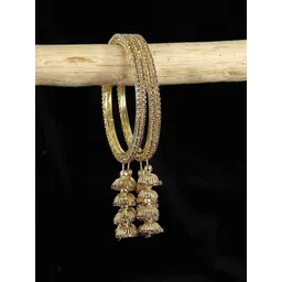 NMII Set of 4 Gold Plated American Diamond Studded Latkan Bangles-picture-19