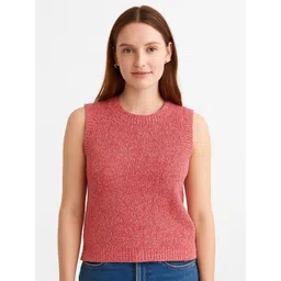 NoBarr Round Neck Sleeveless Wool Sweaters-picture-33
