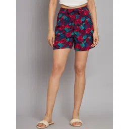 NoBarr Women Floral Printed Mid-Rise Shorts-picture-13