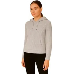 nobarr Women's Acrylic Full Sleeve White Knitted Hoodie Sweater-picture-27