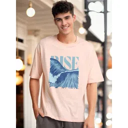 NOBERO Graphic Printed Drop Shoulder Sleeves Cotton Oversized T-Shirt-picture-17