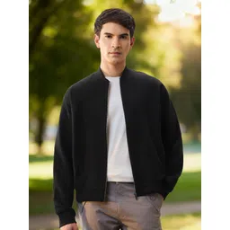 nobero Men Solid Bomber Jacket-picture-10