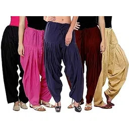 nobhob Woman's Plain Cotton SEMI Patiala Salwar Combo of 5 || Patiala || Patiyala Salwar || SEMI Patiala || Patiala Combo || Free Size (Multicolour)-picture-39