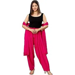 nobhob Woman's Plain Cotton SEMI Salwar with Dupatta Set for Women's || Patiala Pants || Pure Cotton Salwar || Patiyala Salwar || Free Size (IN, Numeric, 45, Regular, Standard, RANI PINK)-picture-18