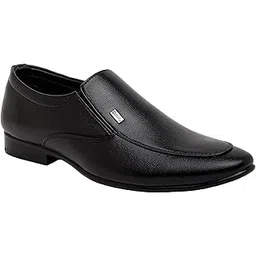 nobility Faux Leather Black Formal Slip On Shoes for Men | Classic Design | Breathable | Comfortable Walking | Slip Resistant |-picture-48