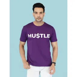 NOBLE HUSTLE Typography Printed Round Neck Short Sleeves Cotton T-shirt-picture-18