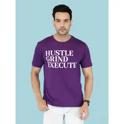 NOBLE HUSTLE Typography Printed Round Neck Short Sleeves Cotton T-shirt-picture-31