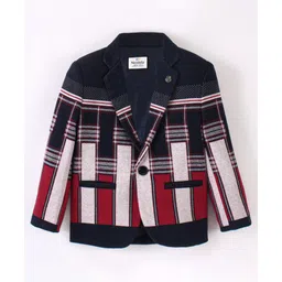 Noddy Full Sleeves Abstract Printed Blazer - Red & Blue-picture-21