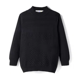 Noddy Full Sleeves Basket Weave Designed Sweatshirt - Black-picture-38