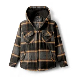 Noddy Full Sleeves Checked Hooded Jacket - Khaki-picture-37