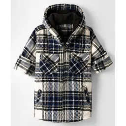 Noddy Full Sleeves Checked Hooded Jacket - Navy Blue-picture-35