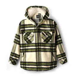 Noddy Full Sleeves Checked Hooded Jacket - Off White-picture-26