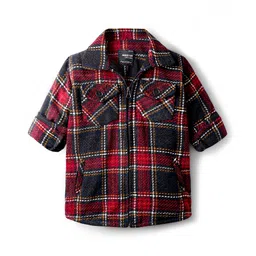 Noddy Full Sleeves Checked Jacket - Navy Blue-picture-24