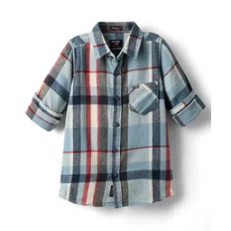 Noddy Full Sleeves Checked Shirt - Light Blue-picture-12