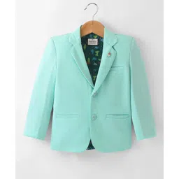 Noddy Full Sleeves Metal Applique Detailed Solid Blazer - Pista Green-picture-10