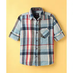 Noddy Full Sleeves Tartan Checked Shirt - Light Blue-picture-17