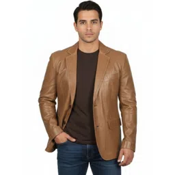 NOORIGARMENTS Men Lapel Collar Solid Lightweight Leather Jacket-picture-12