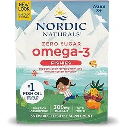 Nordic Naturals Zero Sugar Omega 3 Fishies | Fish Oil For Kids 300 Mg Omega 3 Gummies EPA & DHA For Kids | Supports Brain Development Kids Ages 3+ Yrs | Tutti Frutti Fish Oil Supplement 36 Gummy Chew image 1