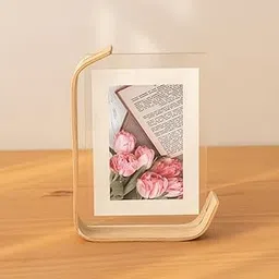 Nostrae by Ekhasa Wooden Photo Frame for Table | 4x6 Inch Acrylic Table Top Photo Frame with Stand | Double-Sided Picture Frame for Desk, Bedroom & Office Décor | Small Aesthetic Photo Frame for Gift-picture-10