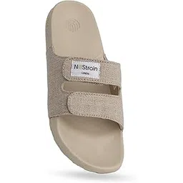 nostrain Men's Parallel Linen Sugar Sliders | Natural Fabric Slides With Adjustable Straps-picture-30