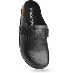 nostrain Women’s Mule Cork Sandals with Adjustable Buckle for Everyday Comfort. They Feature a Matte Synthetic Leather Upper, a Suede Insole, and an EVA Outsole.-picture-46