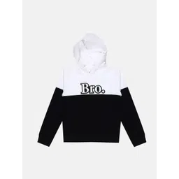 NOT Unisex Kids Black & White Colourblocked Hooded Sweatshirt-picture-24