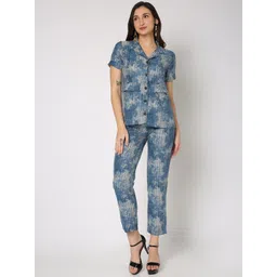 NOT SO PINK  Printed Collar Neck Shirt & Mid-Rise Trouser Co-Ords image 1